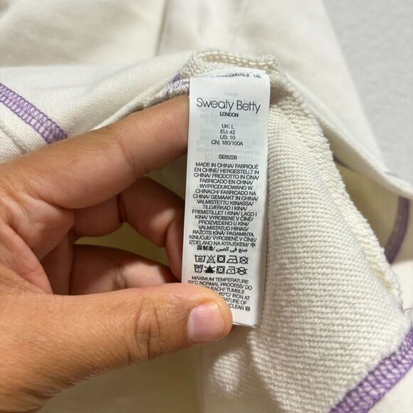 Sweaty Betty Women's 10 Lily White Revive Half Zip Crop Sweatshirt Mock Neck - Picture 8 of 9